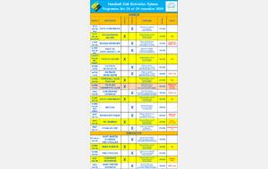 Planning des rencontres pour les 23 et 24 novembre