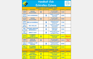 Planning des 19 et 20 Septembre 2026