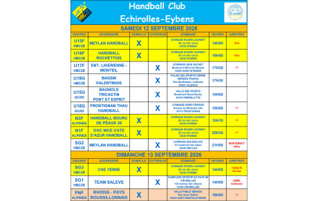 Planning des 12 et 13 Septembre 2026