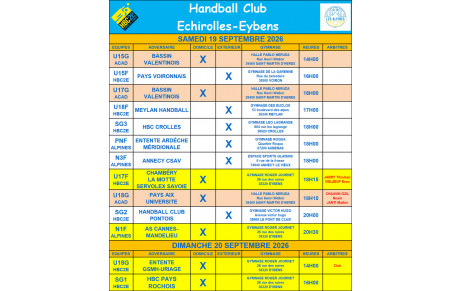Planning des 19 et 20 Septembre 2026