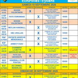 Planning des 19 et 20 Septembre 2026