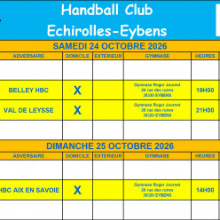 Planning des matches pour les 24 et 25 octobre 2026